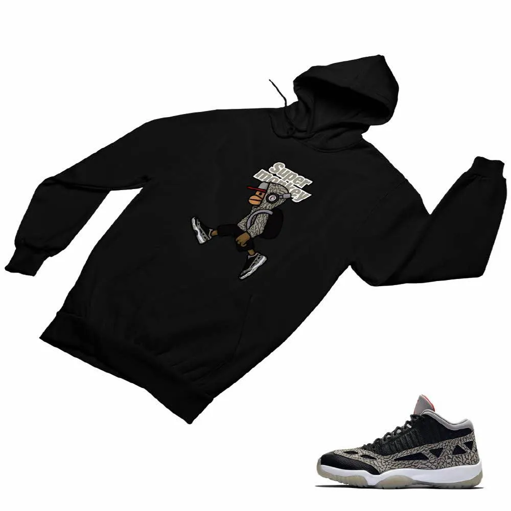 Jordan 11 Black Cement Matching Custom Designed HoodiesJD 11-5-8-21