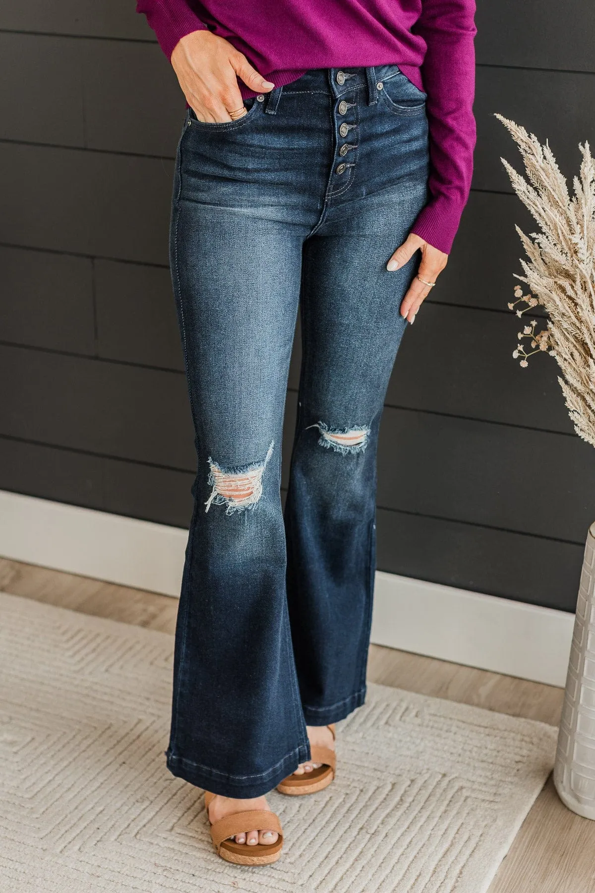 KanCan Petite Flare Jeans- Frannie Wash