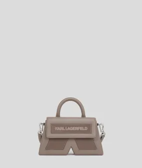 Karl Lagerfeld, Ikon K Small Leather Crossbody Bag, Woman, Ash Grey, Size: One size