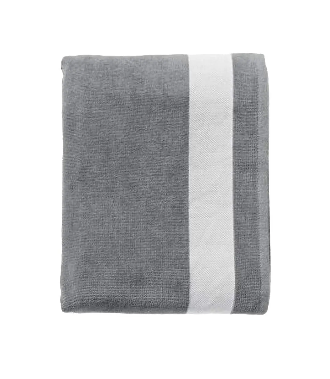 Lagoon cotton beach towel one size pure grey/white SOLS