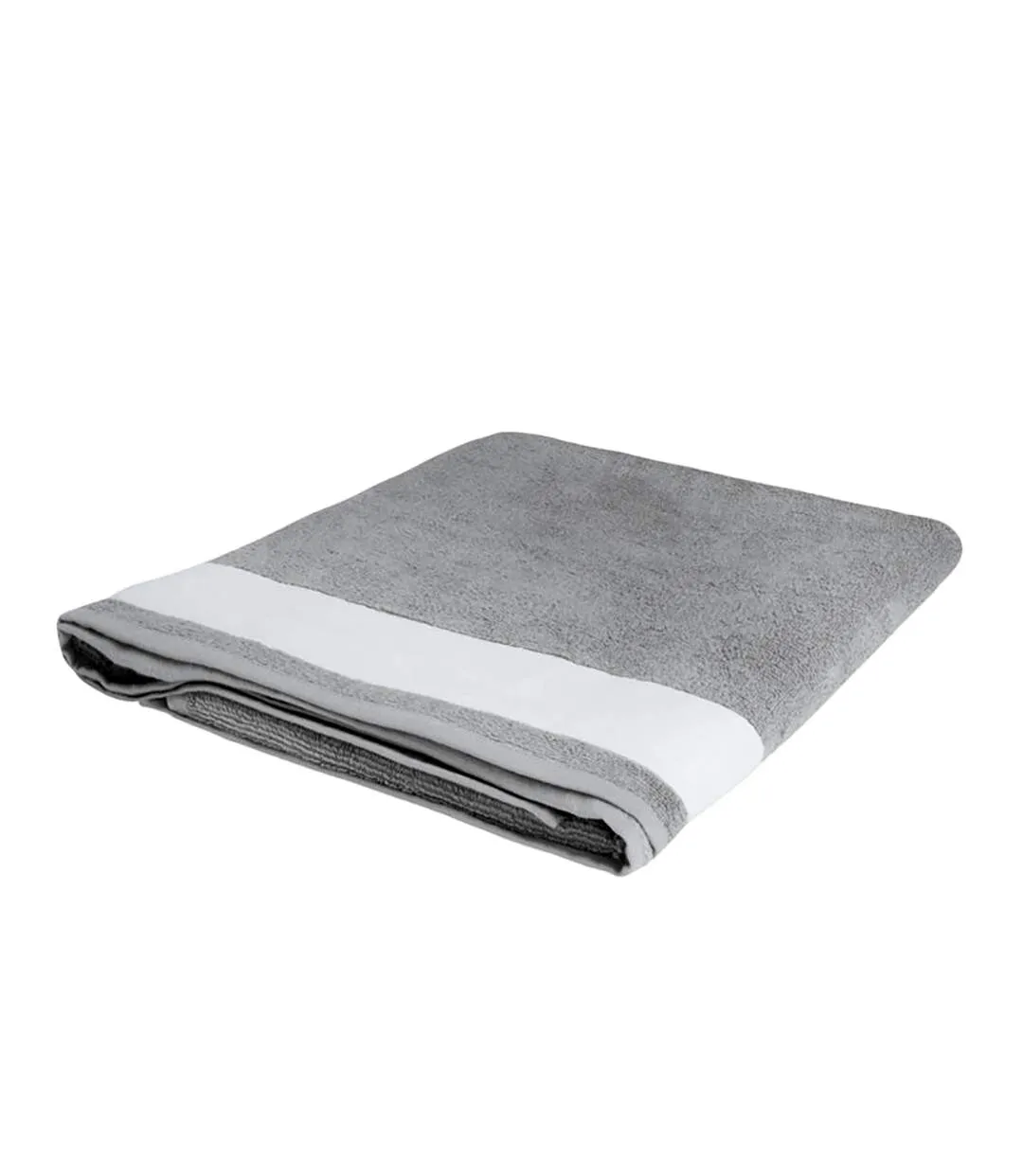 Lagoon cotton beach towel one size pure grey/white SOLS