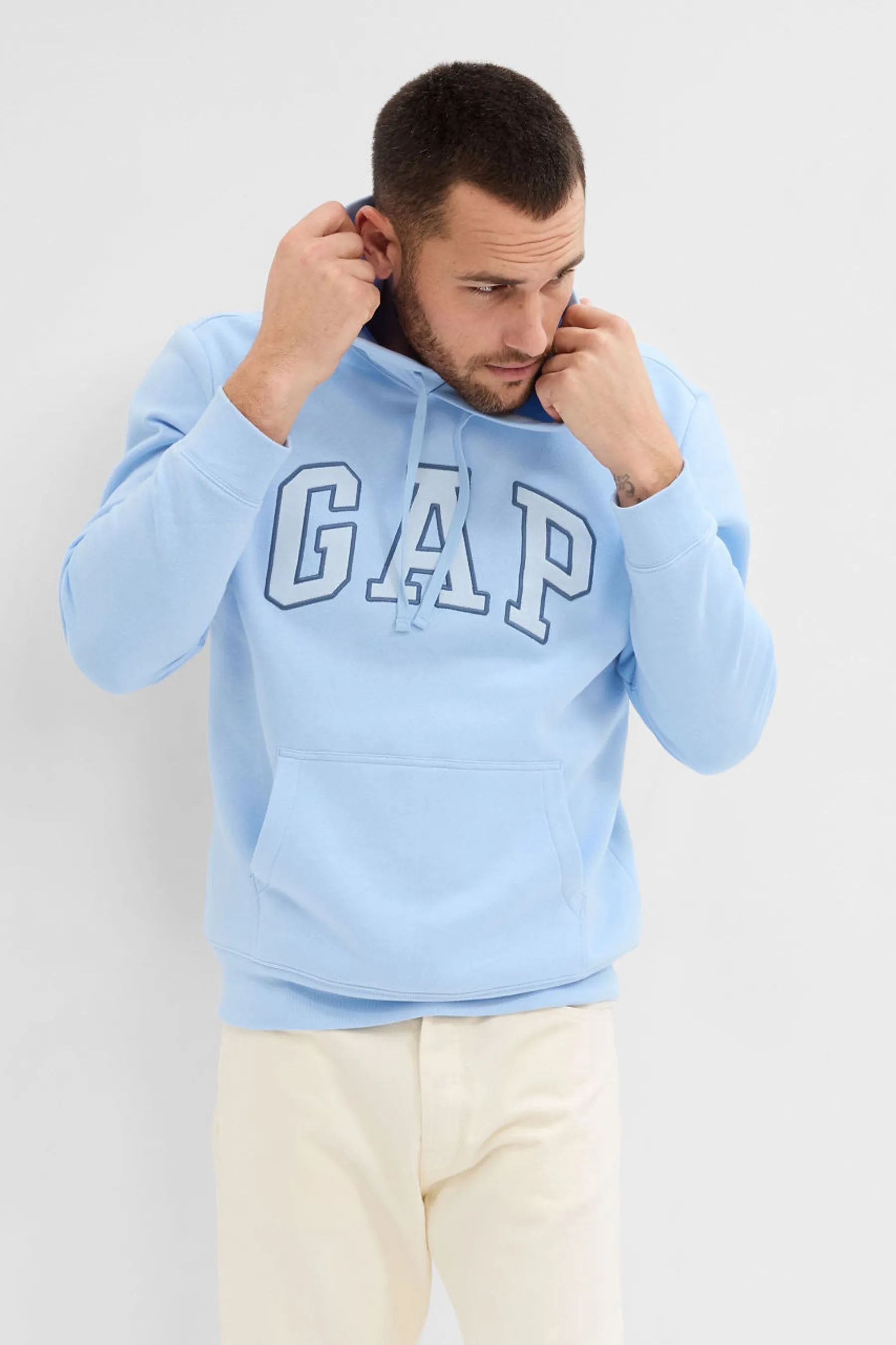 Light Blue Logo Arch Hoodie