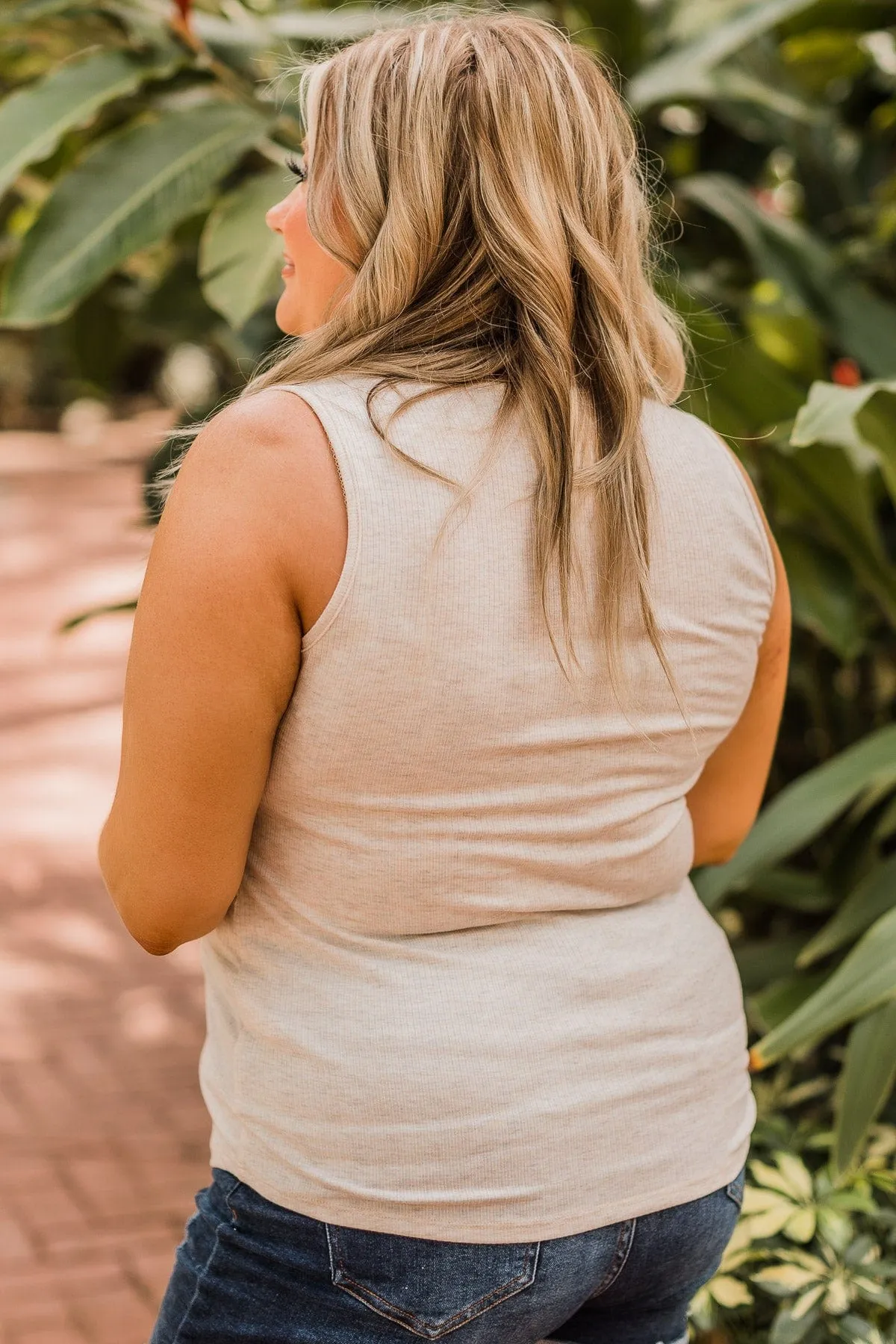 Like A Love Song Button Tank Top- Oatmeal