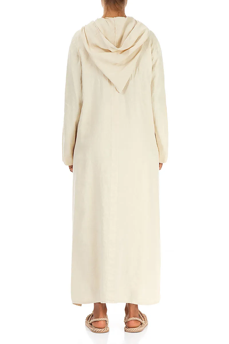 Long Hooded Banana Linen Jacket