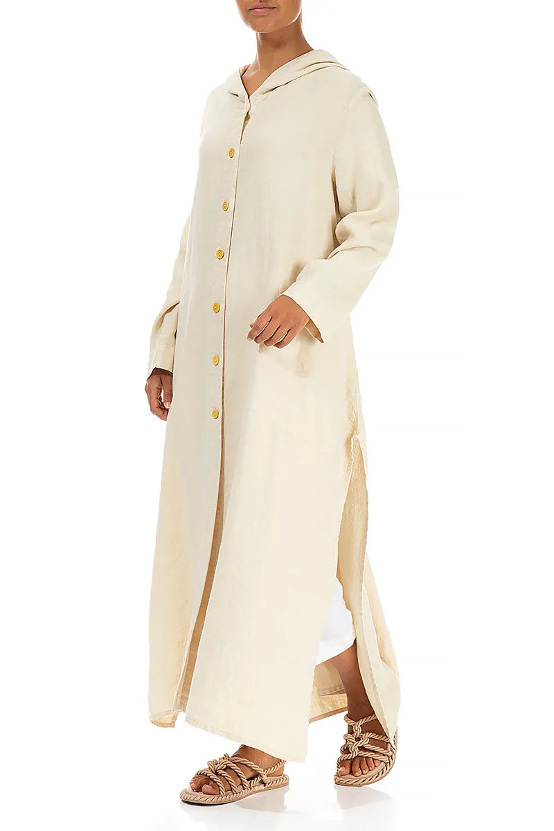 Long Hooded Banana Linen Jacket