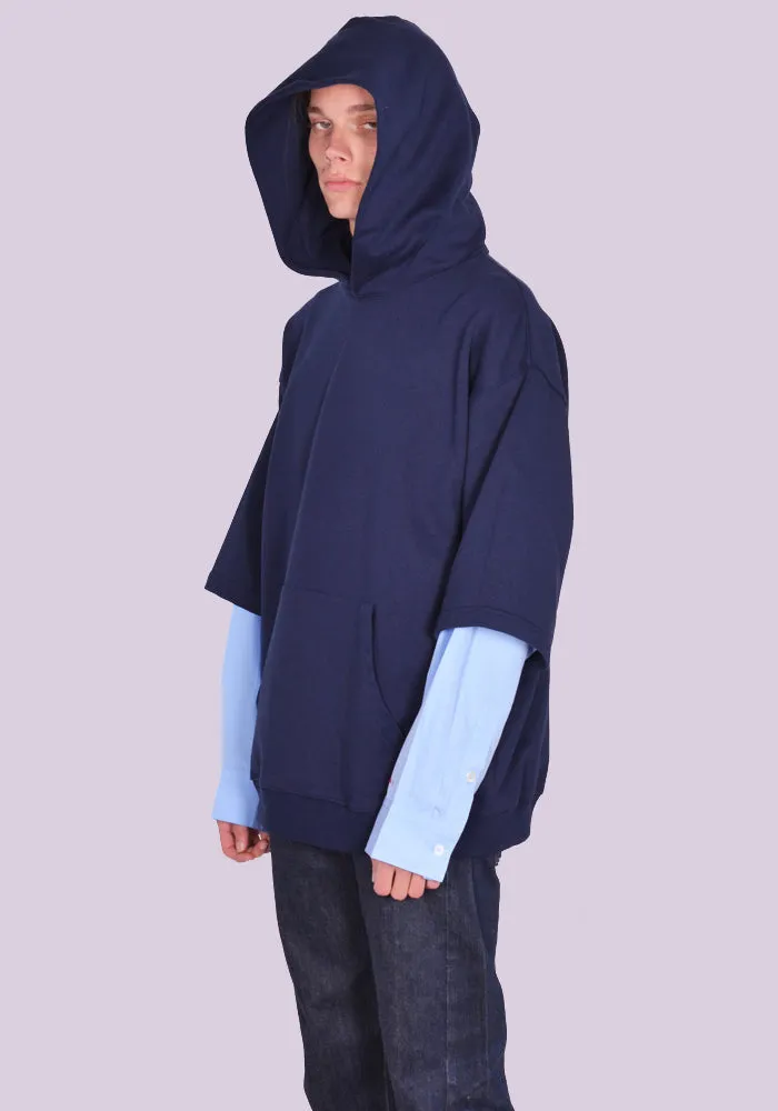 MARNI FUMU0110Q6 LAYERED SWEAT HOODIE BLUE/KYANITE