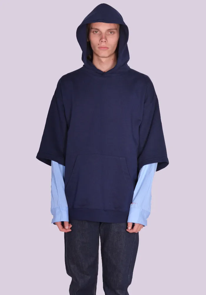 MARNI FUMU0110Q6 LAYERED SWEAT HOODIE BLUE/KYANITE