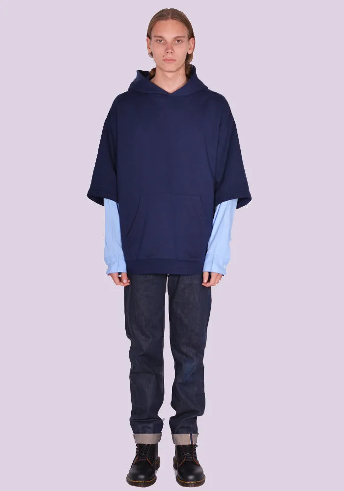 MARNI FUMU0110Q6 LAYERED SWEAT HOODIE BLUE/KYANITE