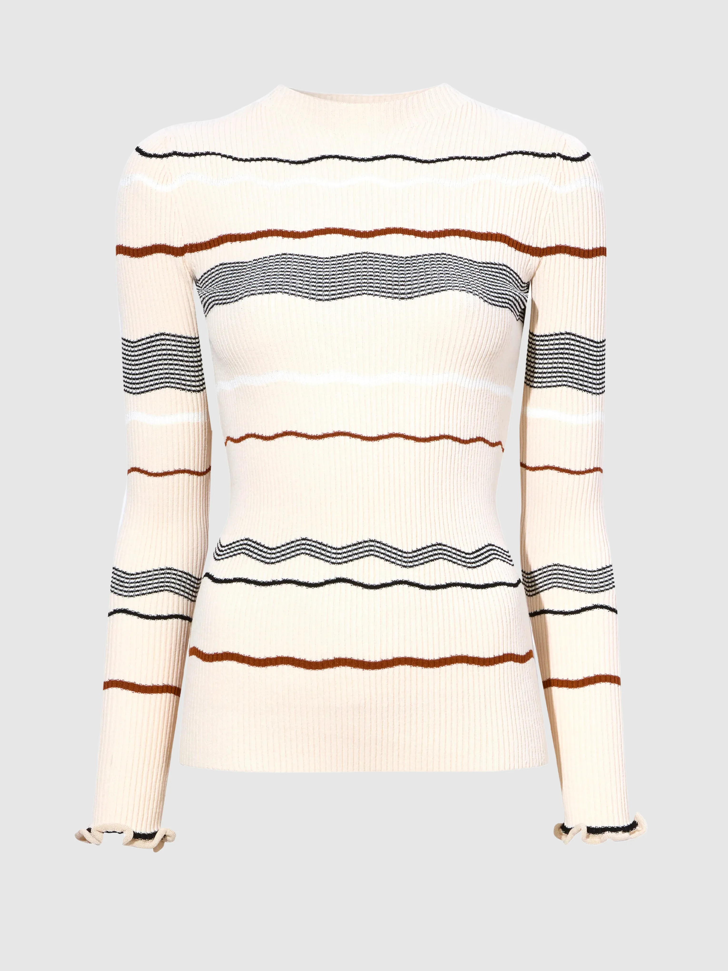 Matte Viscose Stripe Top in Ecru Multi