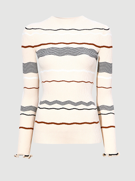 Matte Viscose Stripe Top in Ecru Multi