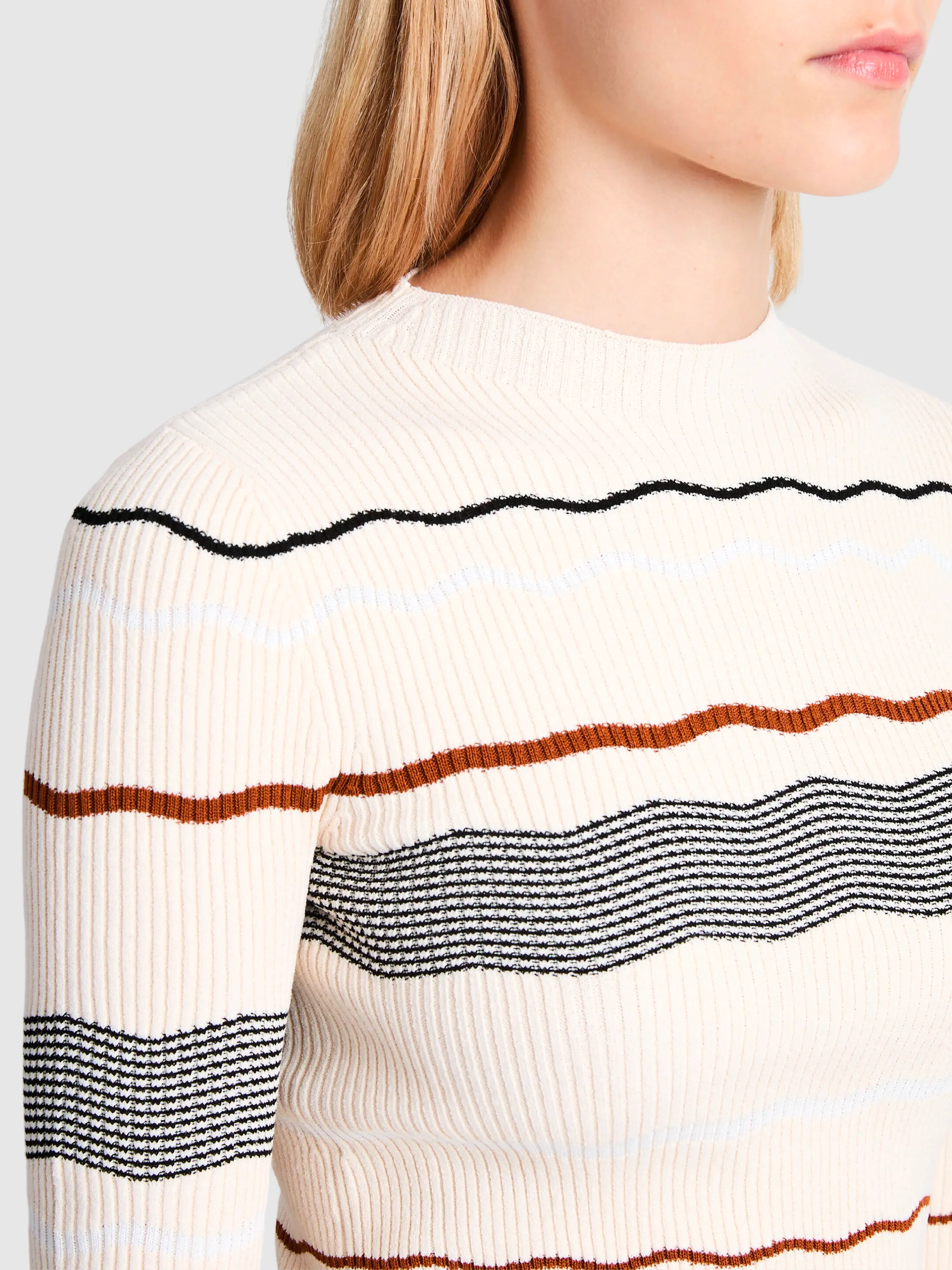 Matte Viscose Stripe Top in Ecru Multi