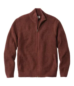 Men's Organic Cotton Waffle Sweater, Full Zip