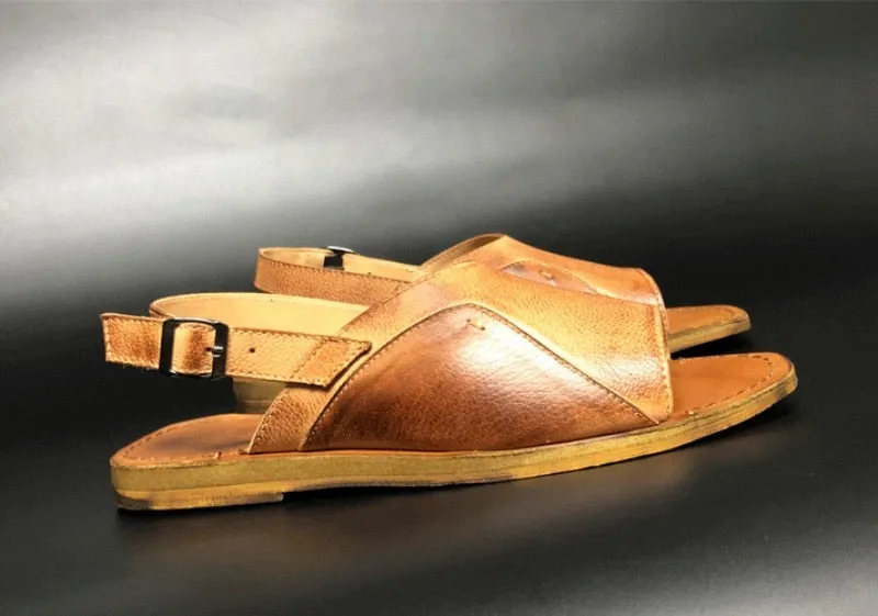 Men's Vintage Summer Genuine Leather Buckle Strap Open Toe Sandals