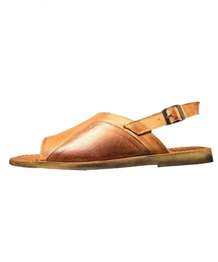 Men's Vintage Summer Genuine Leather Buckle Strap Open Toe Sandals