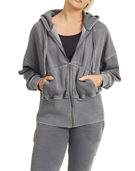 Mono B Fleece Hoodie Jacket KJ11571