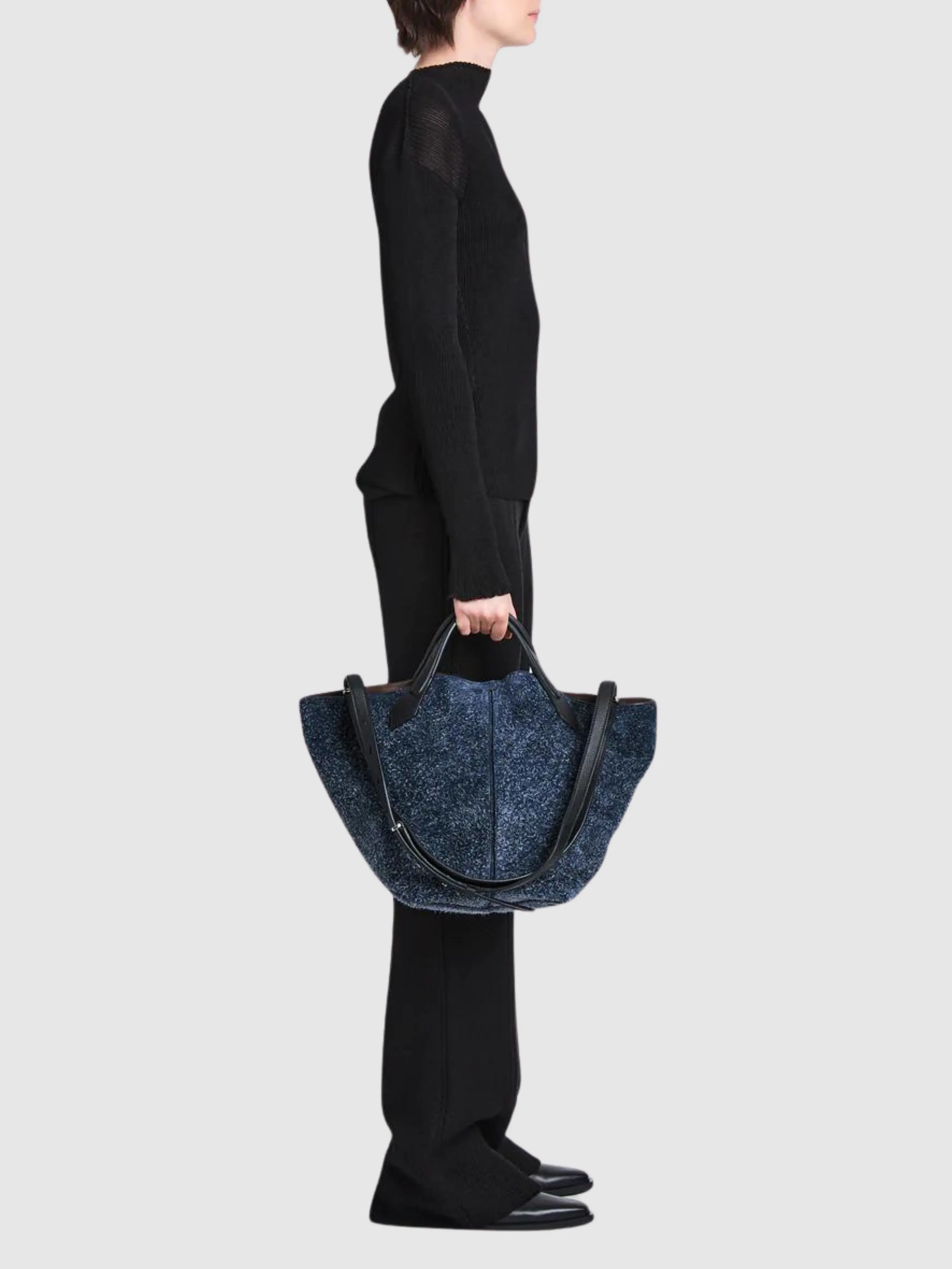 Navy Large Brushed Suede PS1 Tote