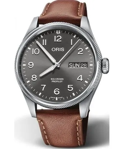 Oris Big Crown ProPilot Big Day Date Grey Dial Brown Leather Strap Men's Watch 01 752 7760 4063-07 5 22 07LC 01 752 7760 4063-07