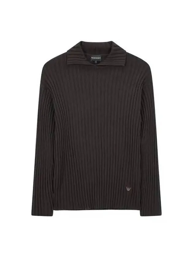 Overseas Station Season Big Chance 8 18 Men s Ribbed Wool Collar Knit Dark Brown 271245