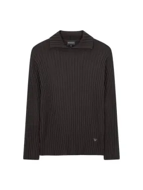 Overseas Station Season Big Chance 8 18 Men s Ribbed Wool Collar Knit Dark Brown 271245