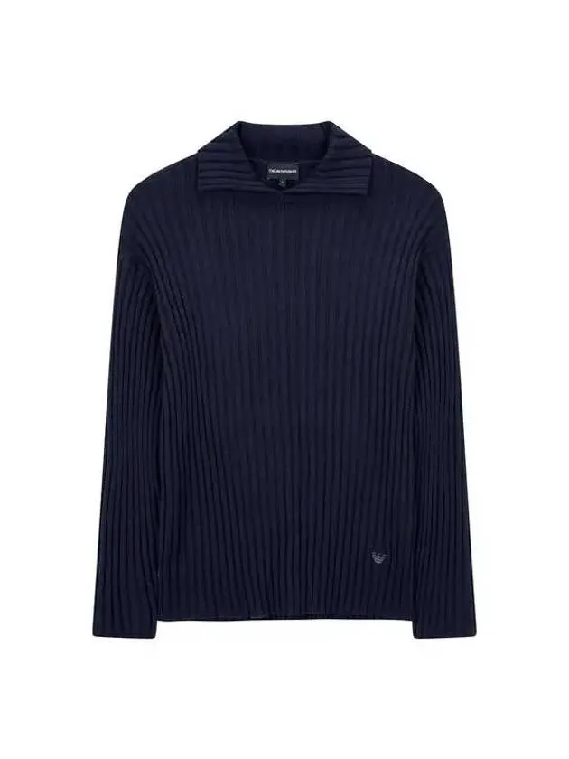 Overseas Station Season Big Chance 8 18 Men s Ribbed Wool Collar Knit Navy 271177