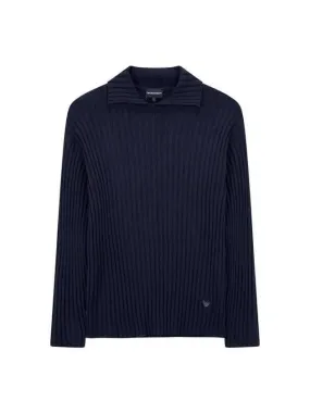 Overseas Station Season Big Chance 8 18 Men s Ribbed Wool Collar Knit Navy 271177