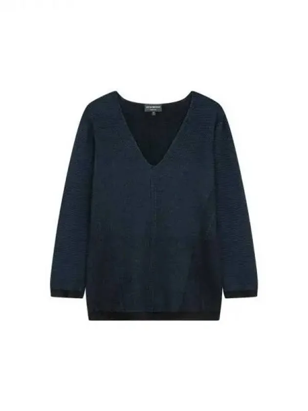 Overseas Station Season Big Chance 8 18 Women s Deep V neck Ribbed Knit Navy 271495