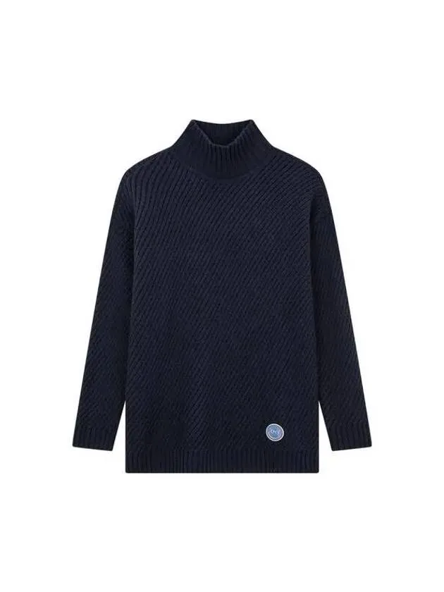 Overseas Station Season Big Chance 8 18 Women s Smiley Patch Ribbed Knit Dark Navy 270053