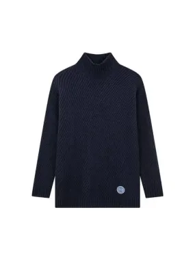 Overseas Station Season Big Chance 8 18 Women s Smiley Patch Ribbed Knit Dark Navy 270053