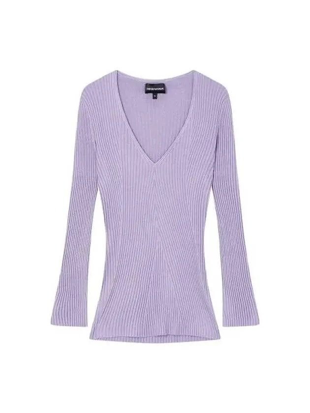 Overseas Station Season Big Chance 8 18 Women s V neck Ribbed Slim Knit Violet 270835