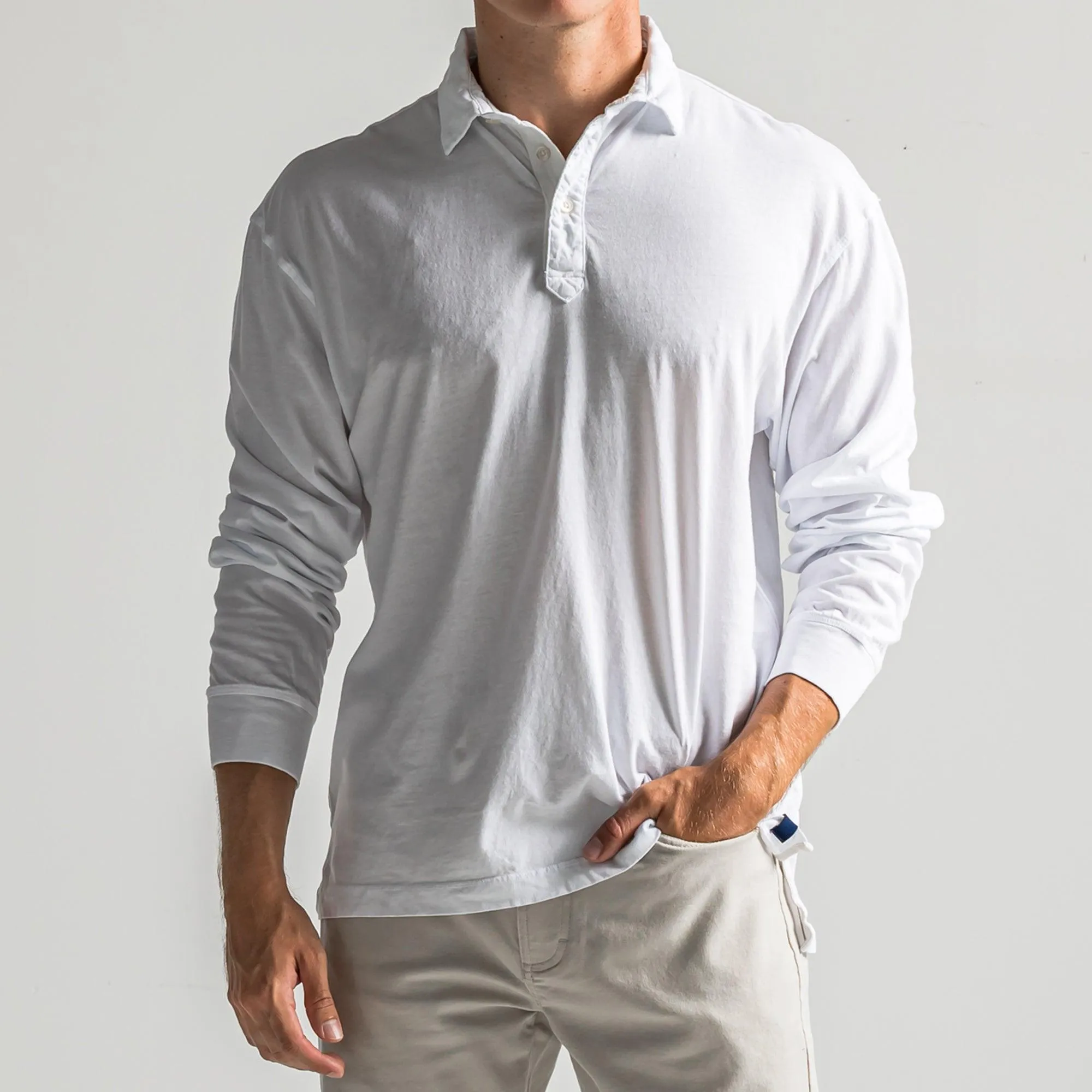 Perry Long Sleeve Polo - White