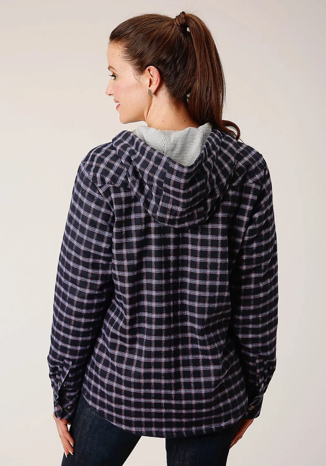 Roper Womens Thermal Lined Flannel Blue 100% Cotton Cotton Jacket