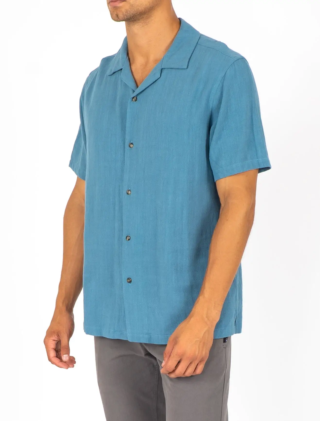 Rusty USA Rehash Short Sleeve Shirt - Denim Blue DENIM BLUE