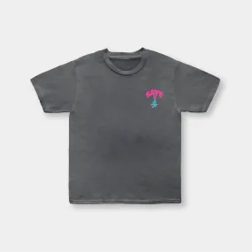 SAVE LA ROSE TEE VINTAGE BLACK (FUCHSIA /TEAL)