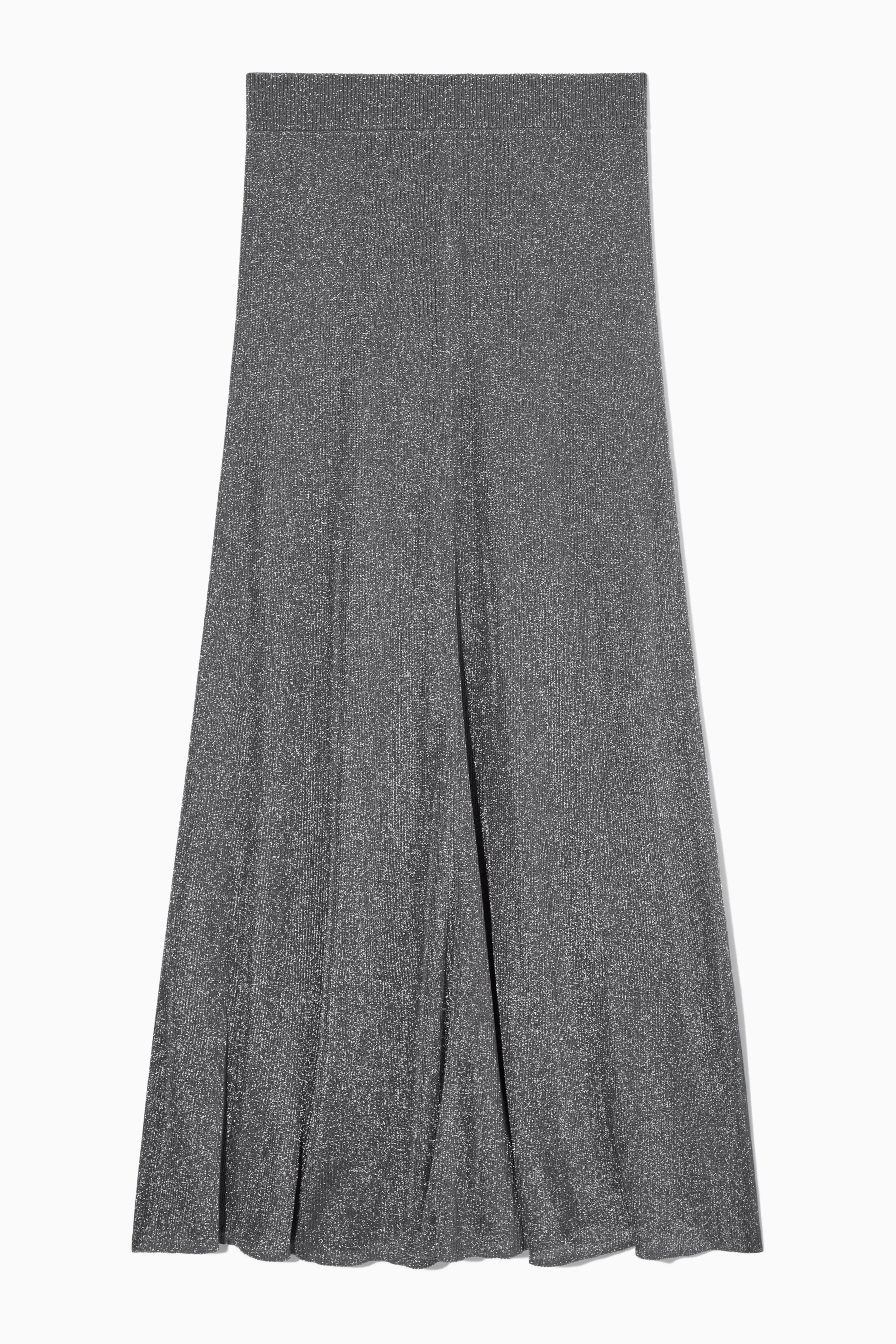 SPARKLY RIBBED-KNIT MAXI SKIRT - Regular waist - Maxi - DARK GREY - Ladies | H&M GB