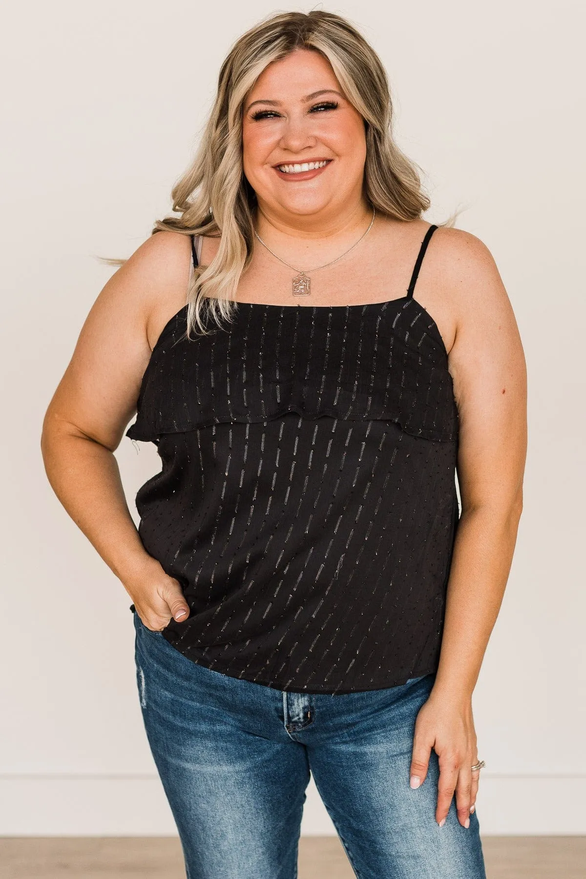 Star Of The Show Tiered Tank Top- Black