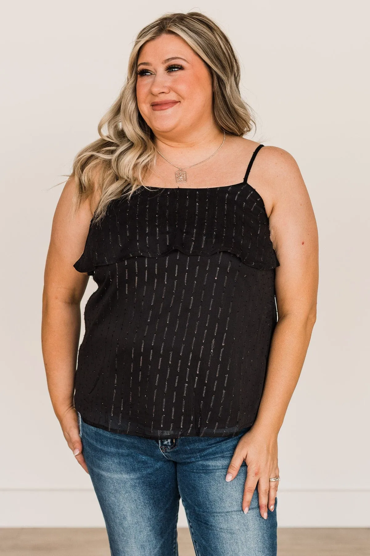 Star Of The Show Tiered Tank Top- Black