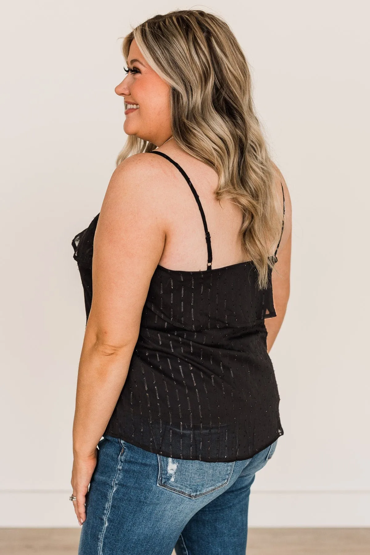 Star Of The Show Tiered Tank Top- Black