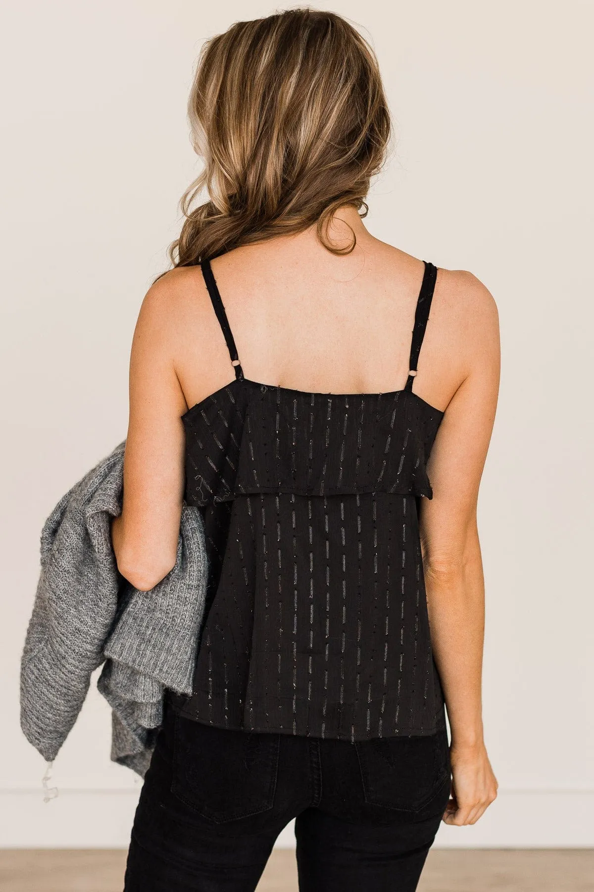 Star Of The Show Tiered Tank Top- Black