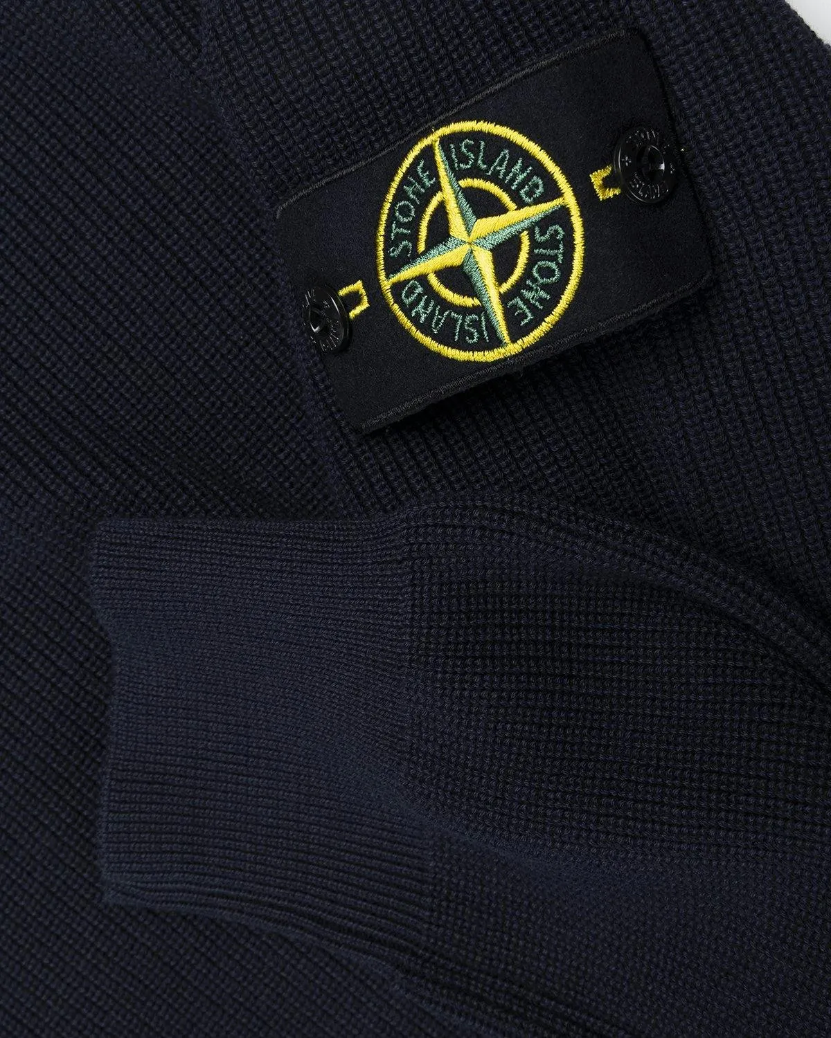 Stone Island – 550D8 Ribbed Soft Cotton Knit Navy Blue | Highsnobiety Shop