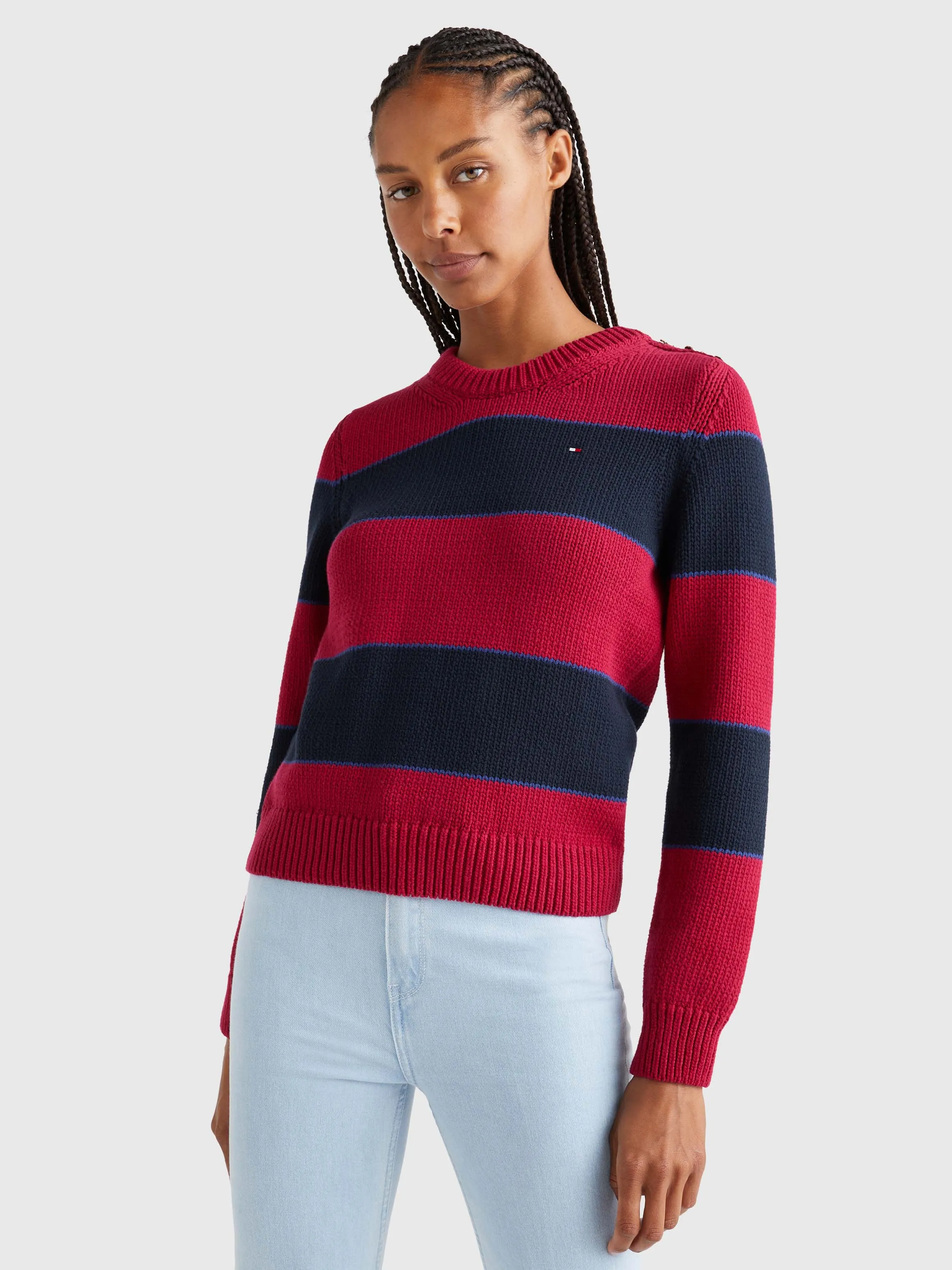 Stripe Button Closure Jumper | Sweatshirts & Hoodies | Tommy Hilfiger