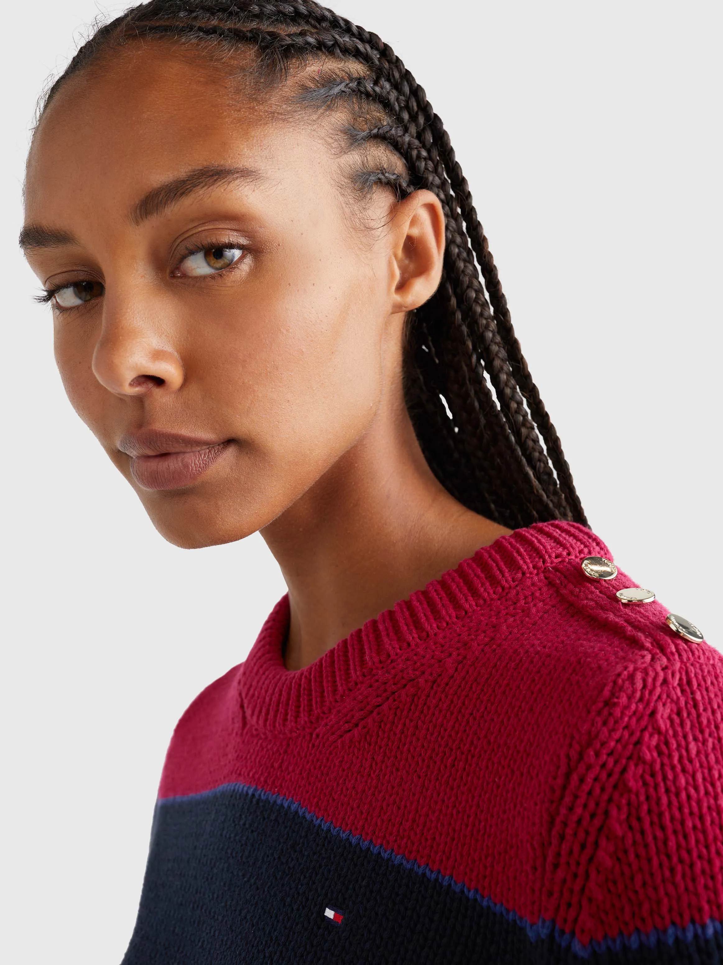 Stripe Button Closure Jumper | Sweatshirts & Hoodies | Tommy Hilfiger