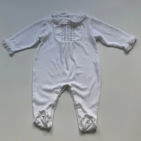 Tartine Et Chocolat White All-In-One With Grey Embroidery: 6 Months