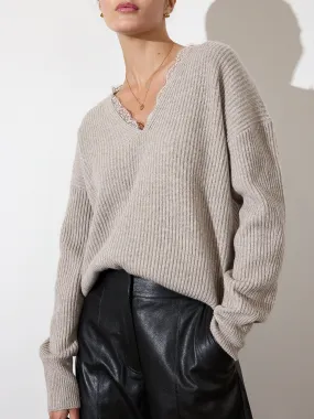 The Ava Lace V Neck Sweater