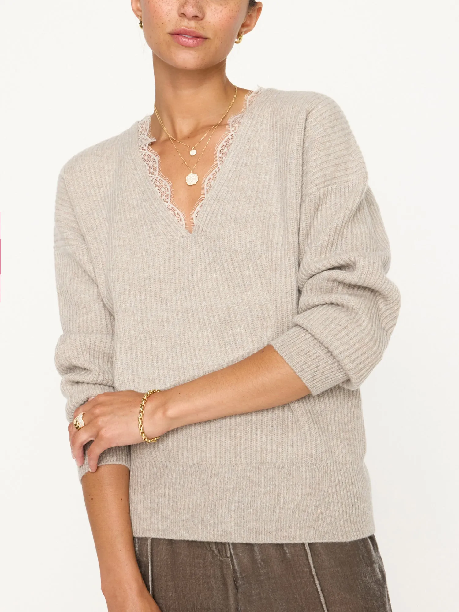 The Ava Lace V Neck Sweater