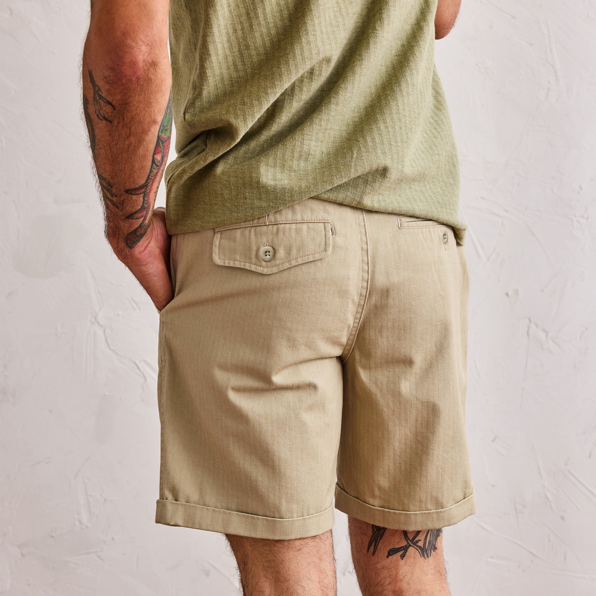 The Matlow Short in Dune Washed Herringbone