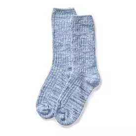 The Rib Sock in Blue Melange