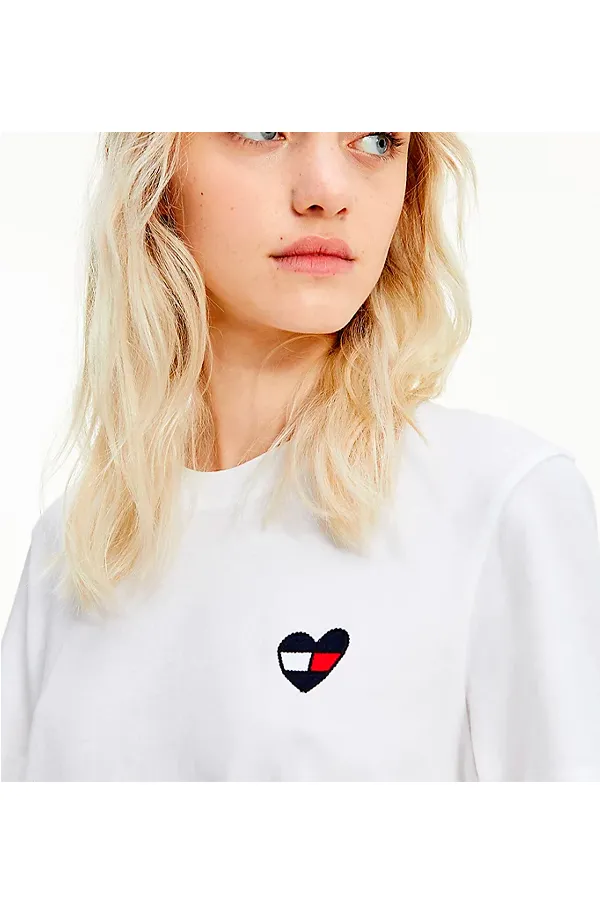 Tommy Hilfiger Women Heart Flag Tee White