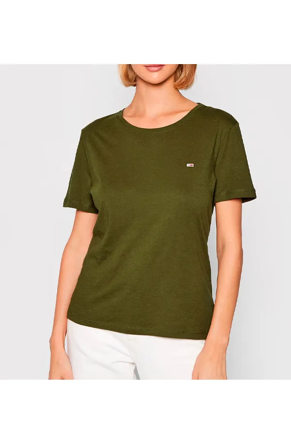 Tommy Hilfiger Women Regular Logo Tee Army