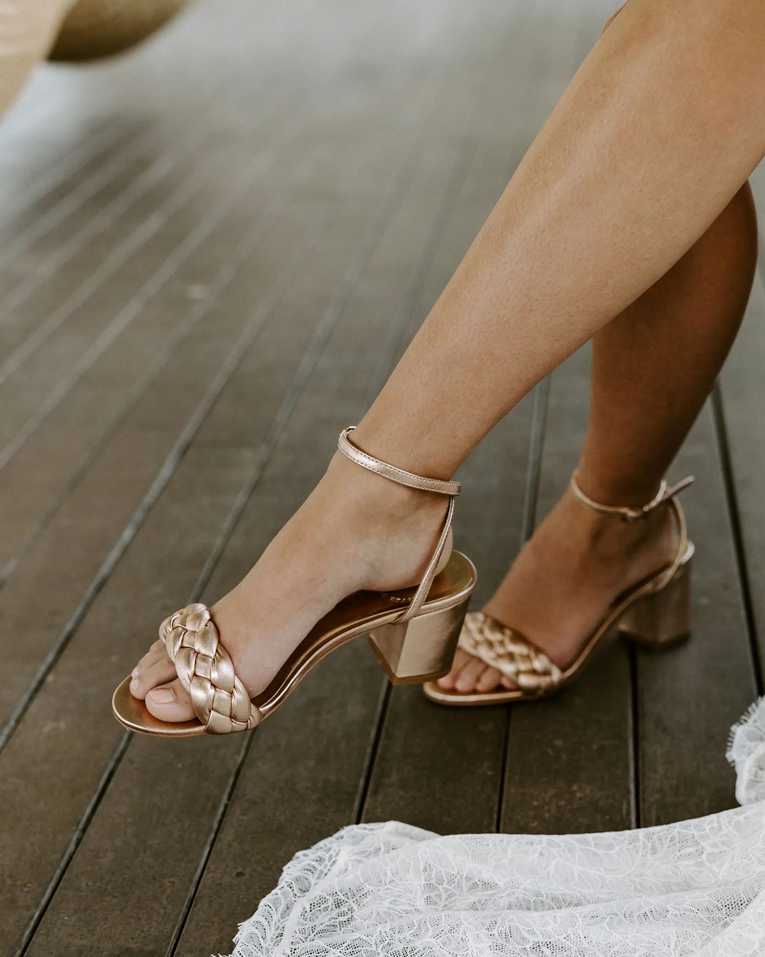 TRUE - GOLD METALLIC WEDDING SANDALS WITH PLAIT TOE  - FINAL SALE!