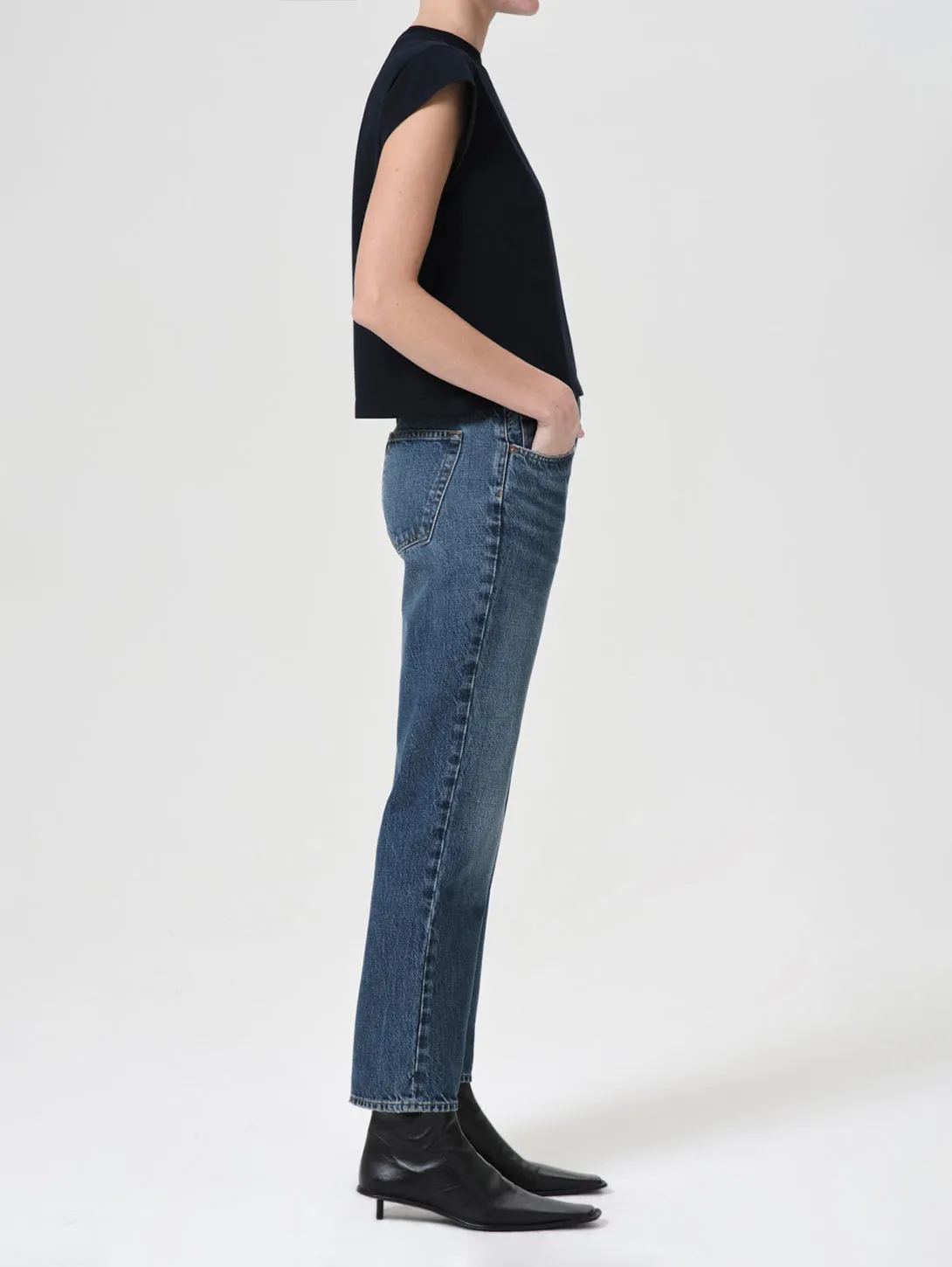 Valen Mid Rise Vintage Straight Jean - Essence